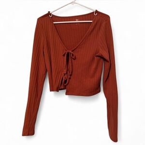 Burnt Orange Target SO Brand Long Sleeve Crop Top